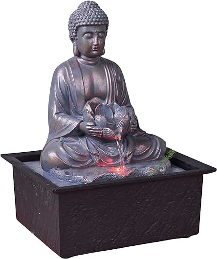 Fuente de Interior Buda Meditación Loto Luz LED Colorida – Deco Zen Salón Dormitorio – Fuente de Mesa Movimiento Relajante – Soporte Regalo Útil Mujer y Hombre – 26 cm – Sutra Zen'Light Fuente de Interior Buda Meditación Loto Luz LED Colorida – Deco Zen Salón Dormitorio – Fuente de Mesa Movimiento Relajante – Soporte Regalo Útil Mujer y Hombre – 26 cm – Sutra Zen'Light