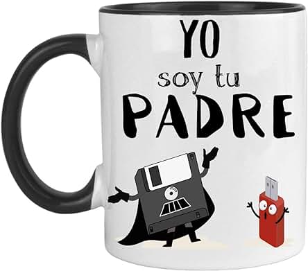 FUNNY CUP Taza dia del Padre. Yo soy tu Padre. Regalo Divertido para su Día. Frikis Papás. (NEGRO)