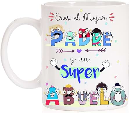 FUNNY CUP Taza Eres un Gran Padre y un Super Abuelo Taza de Regalo para el día de los Padres o Abuelos. Ideal para Regalar. Regalo Divertido.