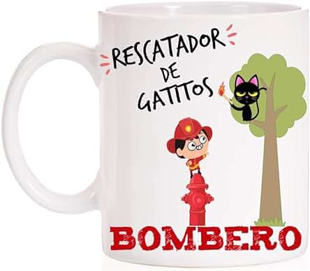 FUNNY CUP Taza Rescatador de Gatitos. Soy Bombero. Taza Regalo Divertida para Bomberos