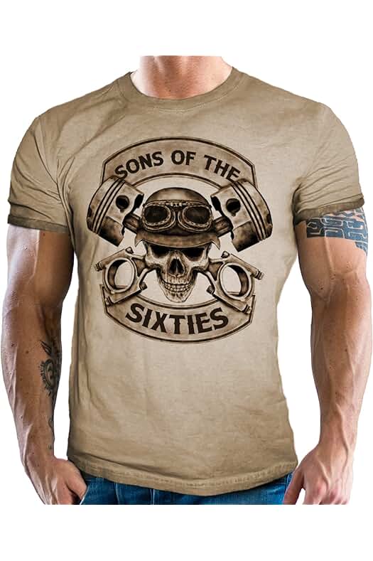 Gasoline Bandit Camiseta Vintage Retro de Motorista con Aspecto Desgastado – Sons of The Sixties – para 60 Cumpleaños