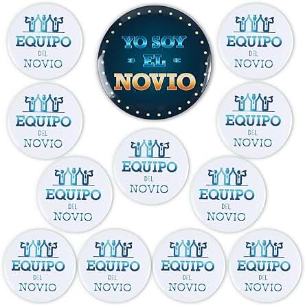 GEBETTER 12Pcs Chapas Alfileres Despedida de Soltero Hombre, 1* Novio 7,5 CM + 11* Equipo Novio 5,8 CM, Accesorio Fiesta Despedida Soltero Boda Regalo Complementos Caballeros Honor Amigos Invitados