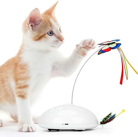 Gelrovaled Juguetes Electrónicos Interactivos de Mariposa para Gatos Inteligentes, 3 Modos de Juego, 7 Colores LED y Carga USB