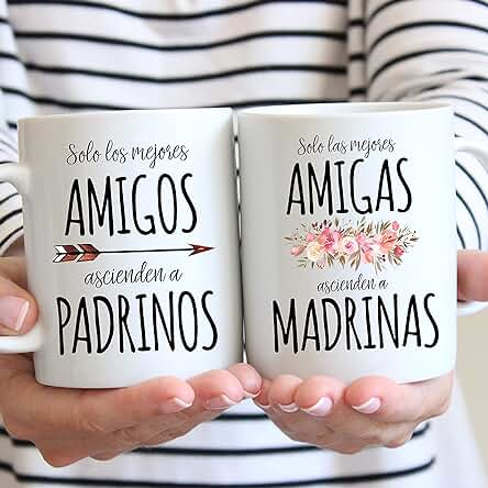 Genérico Taza Peticion Padrinos Bautizo, Mejores Amigos Ascienden a Padrinos, Regalo Padrinos Bautizo Personalizado, Padrinos bebe Regalo, Detalle Padrinos Bautizo, Ideas Padrinos, PACK de DOS Tazas