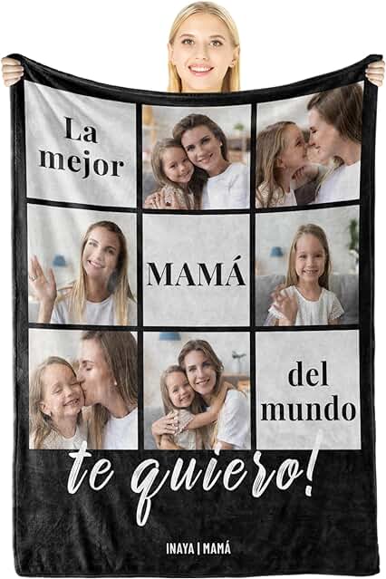 Giftove Regalo Personalizado para Madre - Manta Personalizada con Foto y Texto - Regalos Originales Cumpleaños Madres - Regalo Dia de la Madre - La Mejor MAMÁ del Mundo, Regalos para Madres Navidad