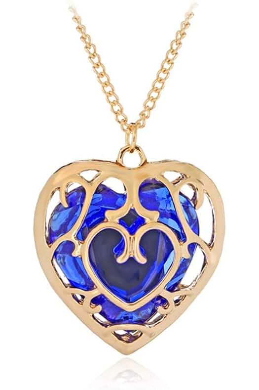 Gilieyer The Legend of Zelda Skyward Collar, The Sword Heart Collar de Cristal Contenedor Anime Cosplay Zafiro Rubí Gran Corazón Colgante Joyas de Anime Regalos de San Valentín para Mujeres
