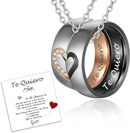 Gkmamrg Regalo Aniversario Pareja Collar - Corazón Anillos Colgante para Parejas de Rompecabezas, el Mejor Regalo para ti y tu Amante