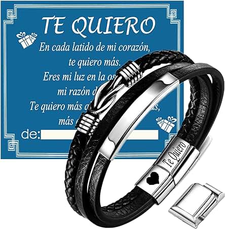 Gkmamrg Regalos para Hombres, Marido, Amigo, Navidad Regalos, con Grabado Te Quiero, Aniversario de Boda, Regalo de Cumpleaños, Regalo de amor para Hombres, 22.5cm, Cuero