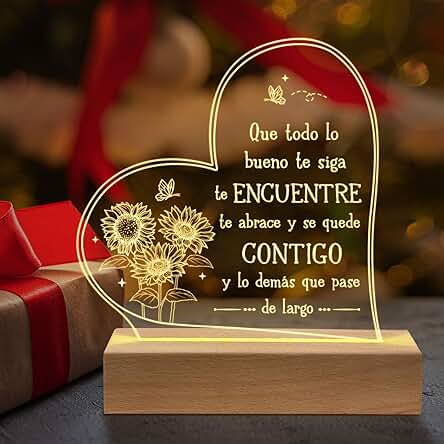 GoMelley Regalos Originales Para Mujer, Regalo Cumpleaños Mujer- Regalos Únicos de Lámpara con Base de Madera LED Grabada- Regalos para Mujer, Regalo Mujer, Regalos Originales, Regalo Original Mujer