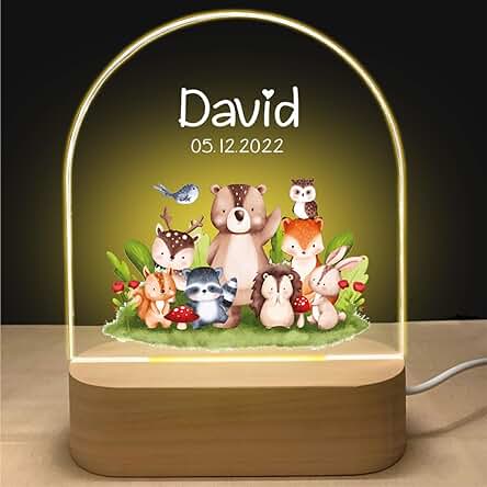 GOMOVING Lampara Personalizada con Nombre-Regalos Bebes Recien Nacidos Originales, Regalo de Bautismo Para Niños y Niñas, Lámpara Personalizada Para Decoración Infantil, Regalo de Nacimiento del Bebé
