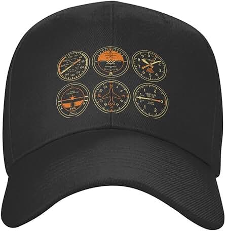 Gorras de Béisbol Cabina Seis Diales Simulador de Vuelo Piloto Gorra de Béisbol Avión de Aviación Ajustable Sombrero de Papá Gorras Snapback al Aire Libre Sombreros de Verano Navidad Partido Regalo