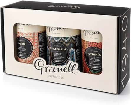 Granell Cafés · 1940 - Pack Degustación Orígenes | Café Molido 100% Arabica de Perú, Guatemala y Etiopía | 3 Paquetes x 200 Gramos