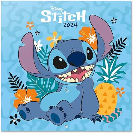 Grupo Erik Calendario 2024 Pared Disney Stitch - Calendario Pared 2024 - Planificador Mensual 30x30 cm | Calendario Disney 2024 - Calendario Stitch 2024