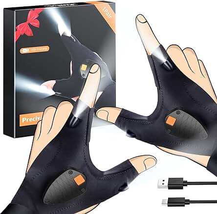 Guantes con Luz LED,Preciva para Regalos Originales Hombre Guantes de LED,Regalos para Mujer Hombre Herramientas Guantes con Luz Impermeable,Mecánico,Electricista,etc.