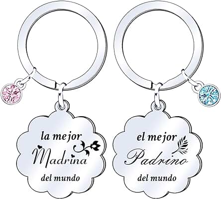 GULRK 2ps Regalo Padrinos Bautizo Llavero Llavero Padrino y Madrina Padrino Regalo Llavero del Padrino Madrina idea Regalo día de Pascua Bautismo Mejor Padrino Madrina