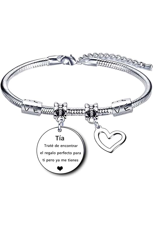 GUOYU Pulsera de Mujer, Pulsera de Plata Regalo de Cumpleaños para Tía , Acero Inoxidable