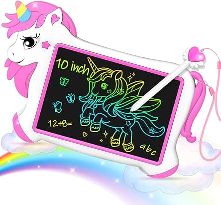 HappyGoLucky Unicornios LCD Pizarra Magnetica Infantil 10 Pulgadas, Juguetes Educativos & Regalos Cumpleaños para Niñas