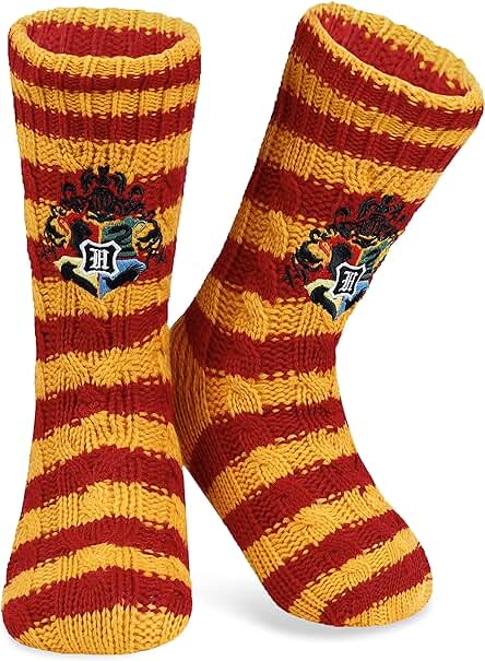 Harry Potter Calcetines Antideslizantes Mujer Con Forro Polar, Zapatillas de Casa Punto Invierno, Calcetín Mujer Grueso Lana, Accesorios Regalos Para Niños Niñas Mujeres Hombres