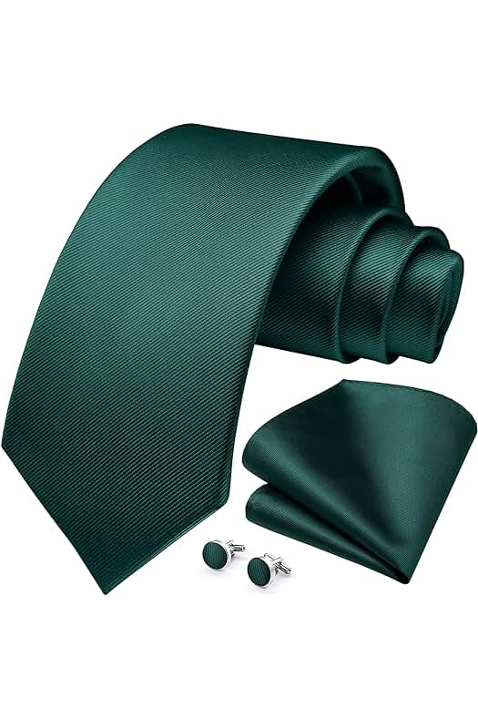 HISDERN Corbata de Color Sólido para Hombre Conjunto de Corbata con Gemelos Regalos Formales para Fiesta de boda Corbata para Hombre