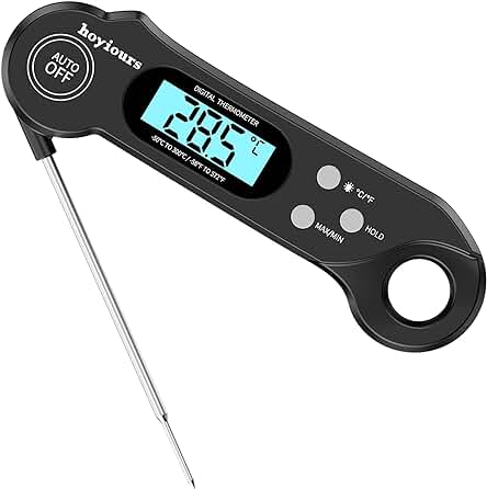 Hoyiours Termómetro Digital Cocina de 3S Lectura Instantánea, Termómetro Cocina Profesional, Termómetro Cocina Pantalla LCD Retroiluminada, Termómetro Carne para Asar, Cocinar, Negro Clásico