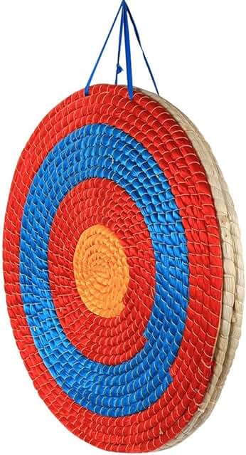 Huntingdoor Diana Tradicional de tiro con arco 50 x 50 cm, Hecha a mano fija de paja Resistente a la Intemperie Disco Objetivo para Practicar al aire Libre Flecha y arco caza Accesorios