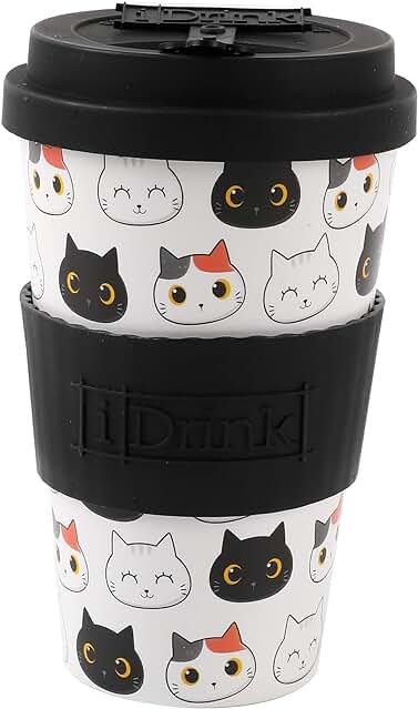 IDRINK®- Taza de Café de RPET con tapa de Silicona de Apertura, Fácil de Llevar Taza de 435 ml para Llevar de Plástico Reciclado 8,7 x 8,7 x 15 cm Ergonómica 435 ml (CATS) IDRINK®- Taza de Café de RPET con tapa de Silicona de Apertura, Fácil de Llevar Taza de 435 ml para Llevar de Plástico Reciclado 8,7 x 8,7 x 15 cm Ergonómica 435 ml (CATS)