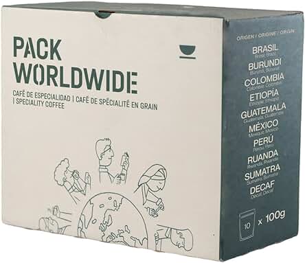 Incapto Pack Café Degustación de 10 Cafés del Mundo | Café de Especialidad - Specialty Coffee | Arábica 100% | Tueste Natural y Artesanal | Ideal para Regalar Café | 10 Paquetes de 100g