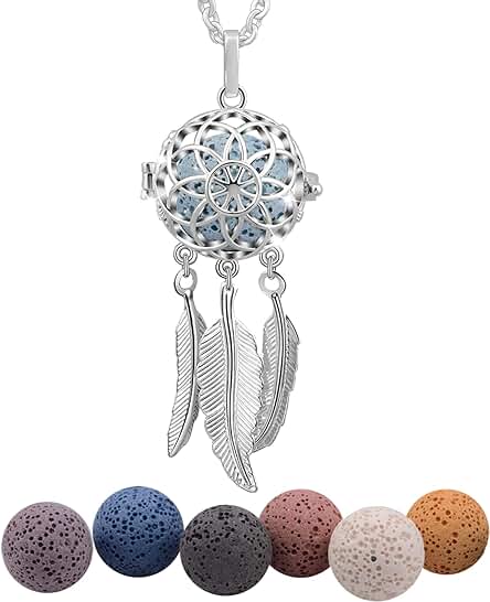 INFUSEU Bisuteria Mujer, Colgante Aromaterapia Collar Aroma Plateado Difusor Aceites Esenciales Joyeria Personalizada Joyas De Mujer INFUSEU Bisuteria Mujer, Colgante Aromaterapia Collar Aroma Plateado Difusor Aceites Esenciales Joyeria Personalizada Joyas De Mujer