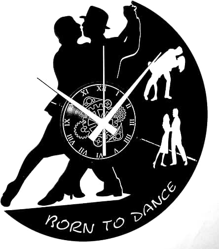 Instant Karma Clocks - Reloj de Pared de Vinilo, Hecho a Mano, par de Bailarinas, Danza, Tango, Walzer, 33 Vueltas, Vintage, Silencioso