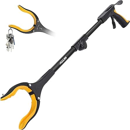 Jellas Pinza Larga, Alcanzar Objetos 80cm Herramienta de Captura Plegable, Diseño con Imán, Brazo Más Largo para Recoger Basura, para los Viejos, Discapacitados y Trabajadores Sanitarios (Amarillo) Jellas Pinza Larga, Alcanzar Objetos 80cm Herramienta de Captura Plegable, Diseño con Imán, Brazo Más Largo para Recoger Basura, para los Viejos, Discapacitados y Trabajadores Sanitarios (Amarillo)
