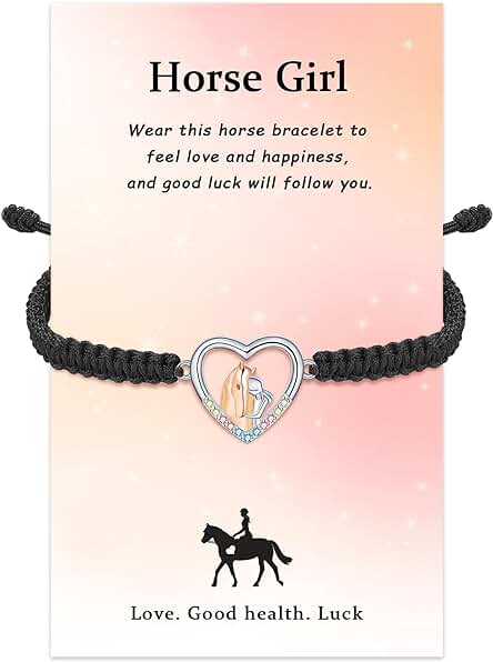 J.Endéar Pulsera Caballo para Mujeres Niña, Plata 925 Pulsera Trenzada Hecha a Mano Cordón Ajustable, Abrazado Niñas Joyería Caballo Regalos para Amantes de los Caballos J.Endéar Pulsera Caballo para Mujeres Niña, Plata 925 Pulsera Trenzada Hecha a Mano Cordón Ajustable, Abrazado Niñas Joyería Caballo Regalos para Amantes de los Caballos