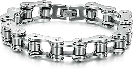 Jewelrywe Joyería Pulsera de Hombre de Acero Inoxidable Plata Cadena Conecta Pulsera para Hombre