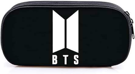 Jimiston Juego de Regalo BTS para Estuche Army-1 BTS, 40 Tarjetas Lomo, 40 Pegatinas, 1 Bolígrafo de gel, 1 Cordón, 1 Soporte para Teléfono, 1 Llavero, 2 Pines de Solapa, Black, Estuche de moda