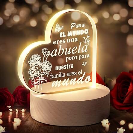 JIMMIDDA El Mejor Regalos de Amor de Nietos a Abuela, Luces Nocturnas Acrílicas Grabadas, Cumpleaños, Aniversario, Acción de Gracias