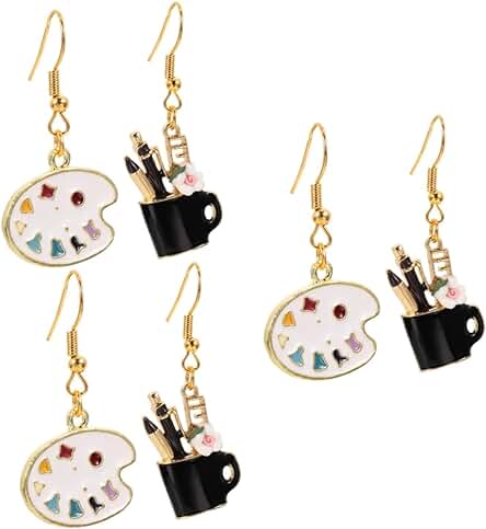 Jojofuny 3 Pares De Pendientes De Paleta Pintor Artista Joyería Regalo Carnaval Fiesta Pendiente Arte Pendientes Escuela Pendientes Bandeja De Ajuste Arte Profesor Joyería Pendientes