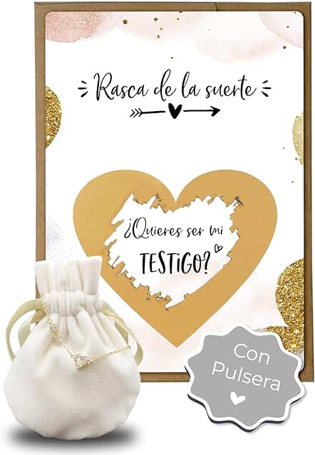 Joli Coon Tarjeta de Rascar Quieres ser mi Testigo con Sobre Pulsera Testigo boda