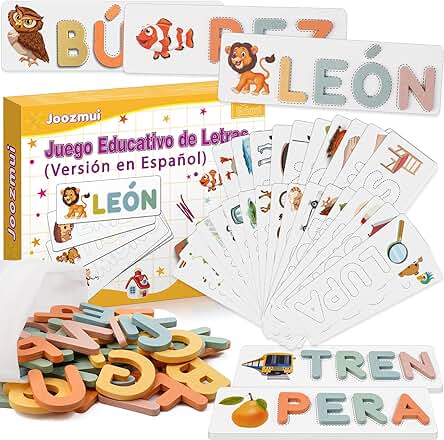 Joozmui Juguetes Niños 3 4 5 6 7 8 Años, Juegos Educativos Niños 3-8 Años Regalo Niña 3-8 Años Juegos para Niños Juguetes Niña 3-8 Años Aprender a Leer Juguetes Montessori Scrabble Español