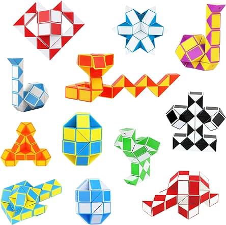 JOPHEK Mini Magic Snake, 12 Pack de 36 Segmentos Magic Snake Cube - Juguetes de Rompecabezas Giratorios, Regalos Invitados Cumpleaños Niños