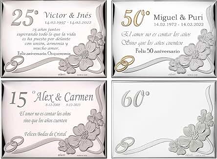 JOYERIA EL FARO Placa Personalizada para Todos los Aniversarios de Boda en 2 Tamaños