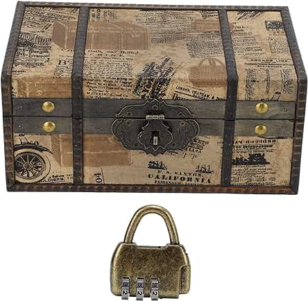 Joyero de Madera Cofre del Tesoro para Caja de Regalo Vintage con Cerradura Criptográfica Cofre Pirata Caja de Madera Cofre de Almacenamiento Cofre Caja de Regalo con Cerradura Idea de Regalo única