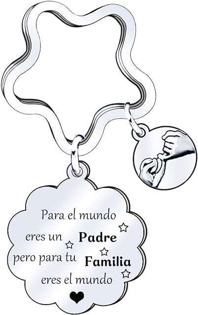 JRZDFXS Regalo del Día del Padre Llavero Papá de Hombre Colgante Grabado Regalo Familiar Para el Mundo Eres un Padre, Pero Para tu Familia Eres el Mundo