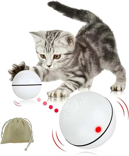 Juguetes Gatos Interactivos, Juguetes para Gatos Detección de Obstáculos, Bolas Rodantes Automáticas Función de Temporizador de luz LED Recargable por USB Pelota Interactiva para Gatos y Perro