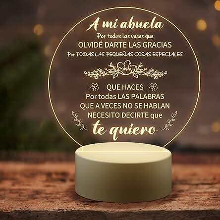 KAAYEE Luz Nocturna Acrílica Grabada Regalo Abuela Cumpleaños, Regalos Dia de la Abuela, Navidad, Desde Nietos Acción de Gracias (Abuela)