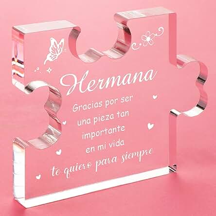 KAAYEE Regalos Hermana, Adornos de Acrílico Regalo Hermana Cumpleaños, Regalos para Mujer, Regalo para Hermana Navideños Acción de Gracias