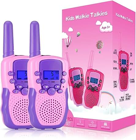 Kearui Juguetes para Niños de 3 4 5 6 7 8 Años,Walkie Talkie para Niños 8 Canales LCD Pantalla VOX Larga Distancia 3KM, Juguete Regalos para Niños o Niñas de 3 a12 Años