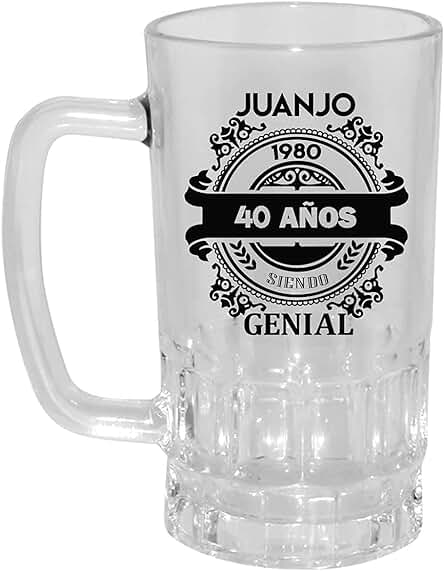 Kembilove Jarra de Cerveza Personalizada y Grabada con el Nombre – Regalos Originales para Cumpleaños – Con Frase 40 Años Siendo Genial