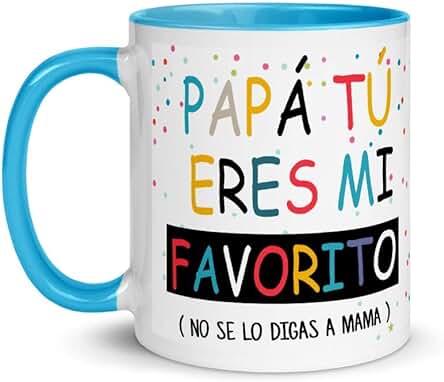 Kembilove Taza de Café Papá Tú Eres mi Favorito – Taza de Desayuno para Regalar el día del Padre – Regalo Original Tazas de Café y Té para Padres y Abuelos – Taza de Cerámica Azul de 350 ml