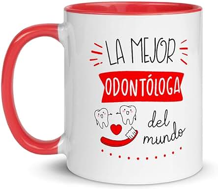 Kembilove Taza de Desayuno de la Mejor Odontóloga del Mundo – Tazas de Café para Profesionales y Trabajadores para la Oficina – Tazas de Té de Color de Profesiones – Taza de Cerámica de 350 ml