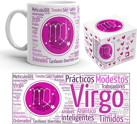 Kembilove Taza de Desayuno Horóscopo Virgo – Taza de Café de Signo del Zodiaco Virgo – Tazas de Café y Té Horóscopo Virgo – Regalo Original para Parejas, Cumpleaños, Amigos