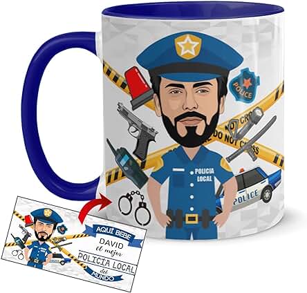 Kembilove Tazas Desayuno con Caricaturas Personalizadas y Nombre – Tazas de Café Personalizadas Aquí bebe el Mejor Policía Local del Mundo – Regalos Originales Kembilove Tazas Desayuno con Caricaturas Personalizadas y Nombre – Tazas de Café Personalizadas Aquí bebe el Mejor Policía Local del Mundo – Regalos Originales